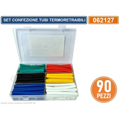 CONFEZIONE SET 90 PEZZI TUBI Ø8MM GUAINA TERMORETRAIBILE TERMORESTRINGENTE