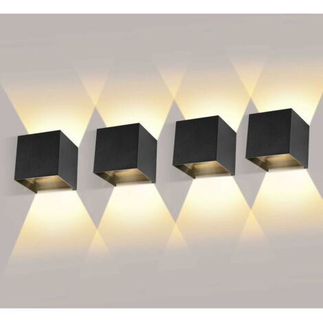 confezioni da 12 W per interni/esterni, applique da parete con angolo di fascio regolabile, luci da parete a LED, luce bianca calda 3000 K, IP65, impermeabile, applique nera per soggiorno, camera da l