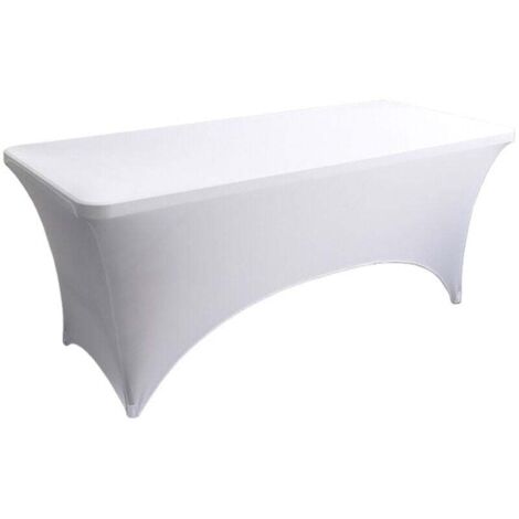 Confezioni di tovaglie elastiche bianche - Copritavolo in spandex per tovaglie rettangolari da 180 cm, tovaglie rettangolari per buffet di feste e matrimoni lavabili in lavatrice