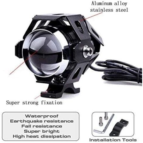 confezioni U5, faro LED 1200LM 6500K per proiettore DRL con abbaglianti/anabbaglianti/flash 3 modalità con interruttore color argento