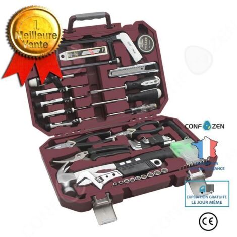 CONFO® Ensemble d\'outils de matériel ménager, ensemble de réparation multifonction familiale de 128 pièces, boîte à outils