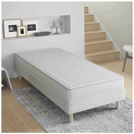 King of Dreams Lit Complet - Ensemble Lit Frederic Gris 140x190 + Matelas  Luxe Aloe - Lit + Sommier + Matelas