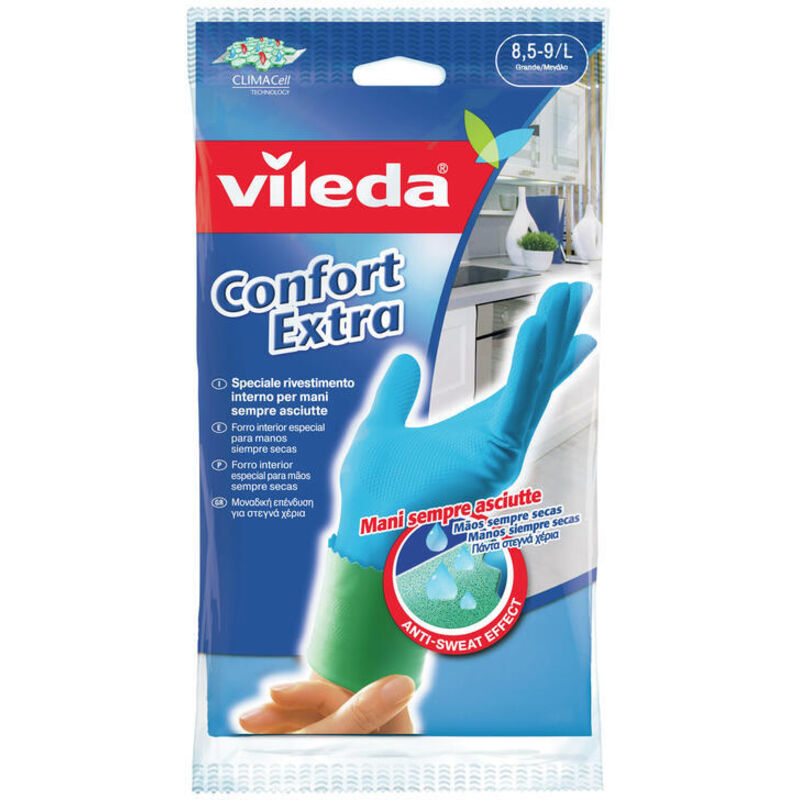 Vileda Confort Extra Guantes de cocina Azul, Gris Látex 1 pieza(s)