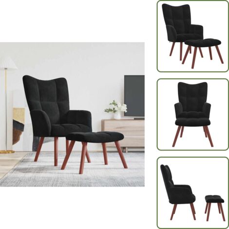 Confort - vidaXL Sillón de relax con taburete terciopelo negro - Silla de casa