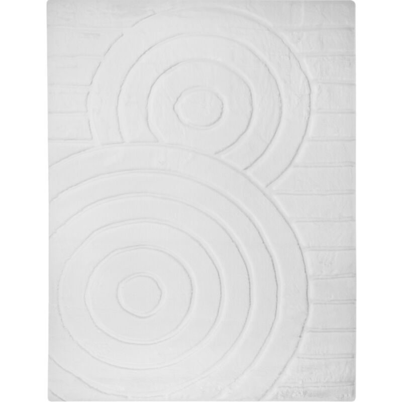 CONFORTABLE CERCLES - Tapis à relief cercles extra-doux blanc 160x230