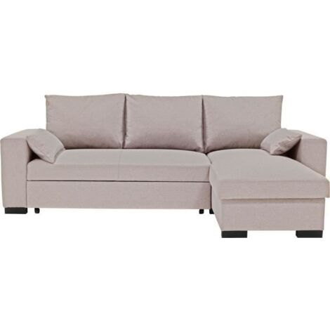 Conforteam MORGAN canapé d'angle convertible beige avec coffre