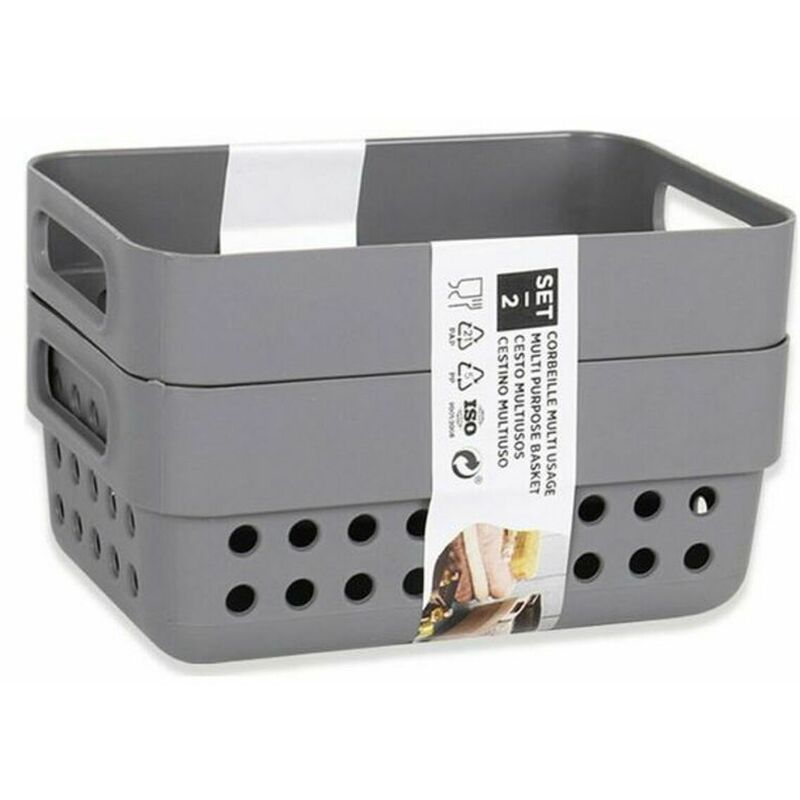 

Cesta Multiusos Plástico (2 Piezas) (12 x 7,5 x 5 cm) - Confortime