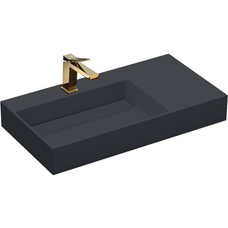 Rea - Conglomerate Washbasin Archi 75 Cm Grey Matt
