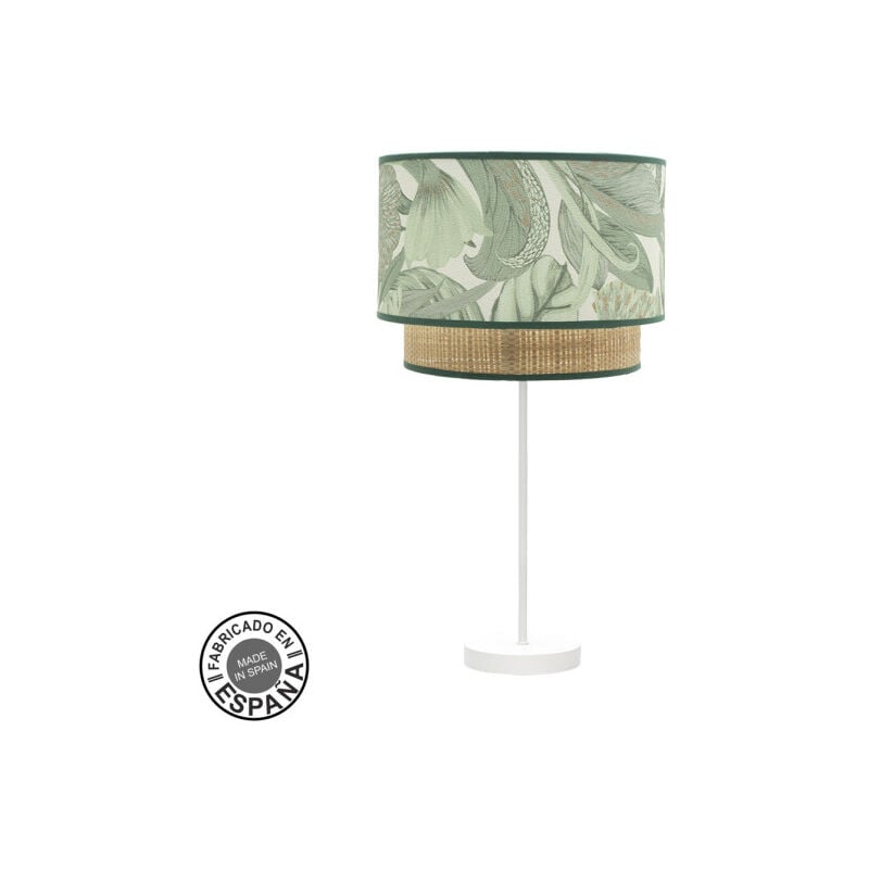 Fabrilamp - Grande lampe de table congo 1xe27 blanc/vert naturel 64x30x30 cm
