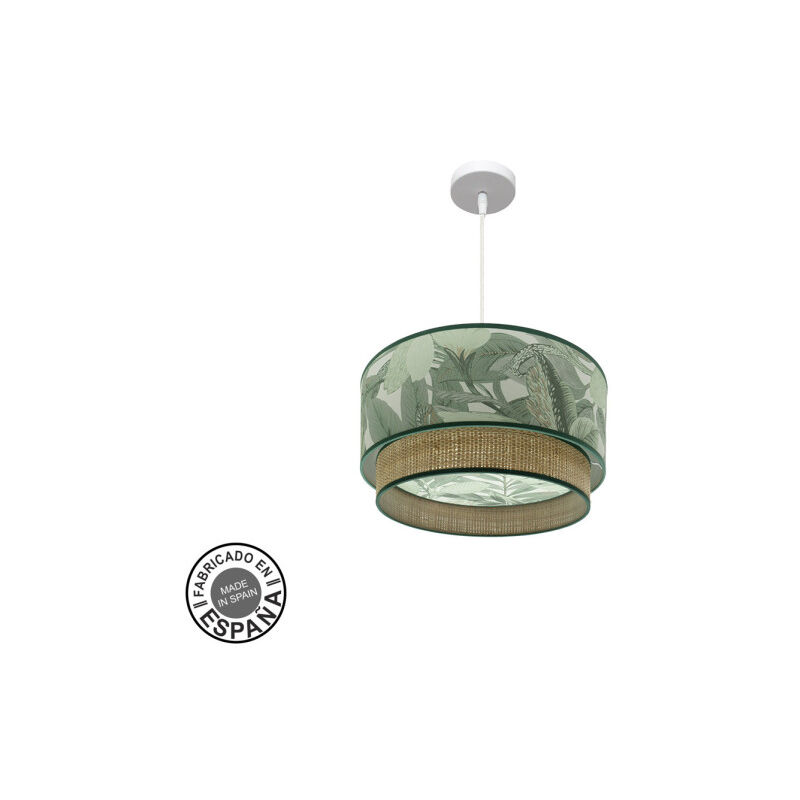 Fabrilamp - Lampe de plafonnier Congo 40d 1xe27 Blanc/vert-naturel Fabrilamp - Lampe de plafonnier Congo 40d 1xe27 Blanc/vert-naturel