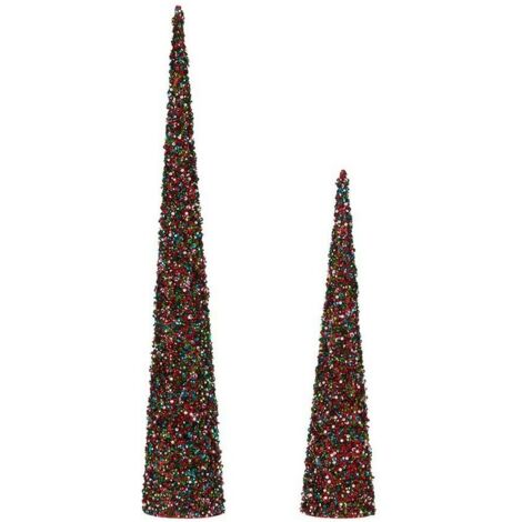 Coni decorativi - Natale - Plastica - Blu - Fucsia - Glitter