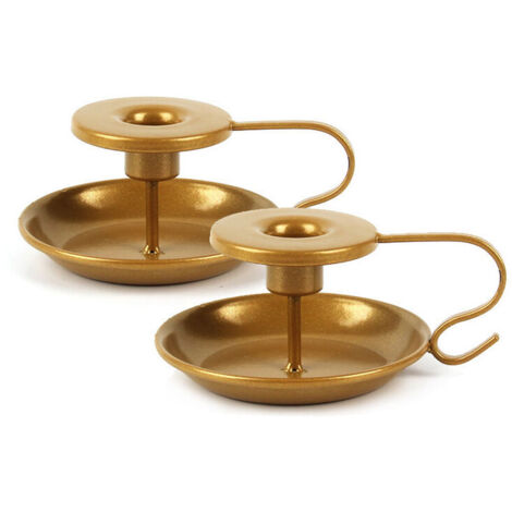 Conical Candlestick Candle Holders, Gold Table Candlesticks for Wedding Ceremony, Chandelier for Halloween, Christmas Dining Room Decoration, 2 Pieces