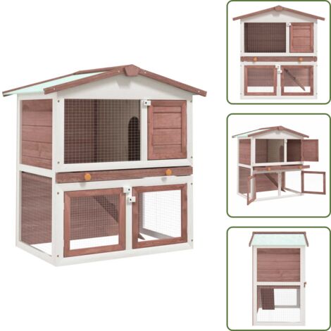 Conigliera con 3 porte - vidaXL Conigliera per Esterni con 3 Porte Marrone in Legno - Gabbia per conigli con tetto