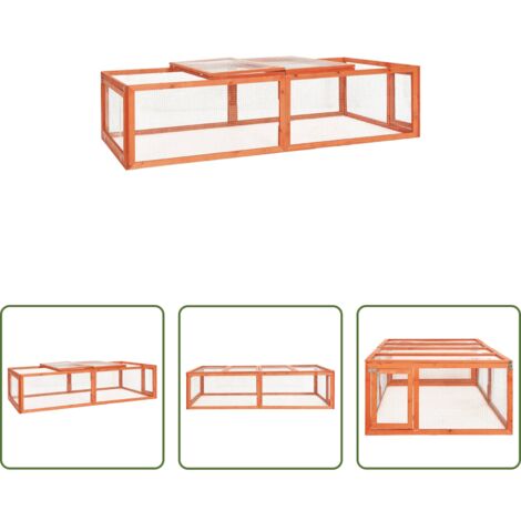 Conigliera esterna -  Conigliera 183x90x46,5 cm in Legno Massello di Abete