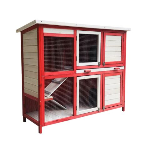Conigliera Gabbia per roditori per piccoli animali Stalla da giardino 117,5 cm rosso 160002239