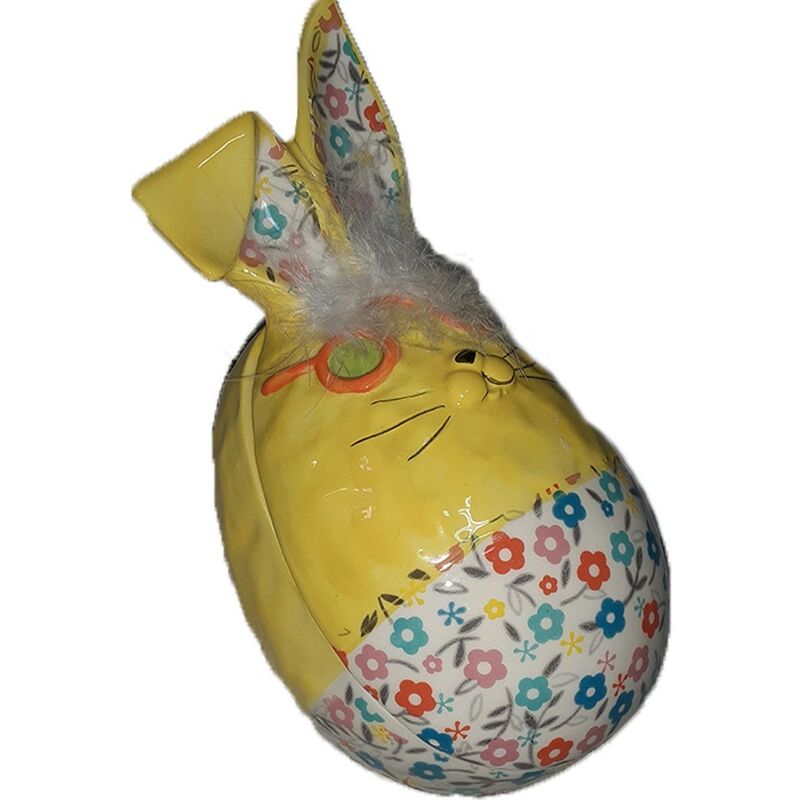 Image of Coniglio apribile contenitore biscottiera porta uova di pasqua cofanetto decorazioni pasquali idea regalo 22CM in ceramica