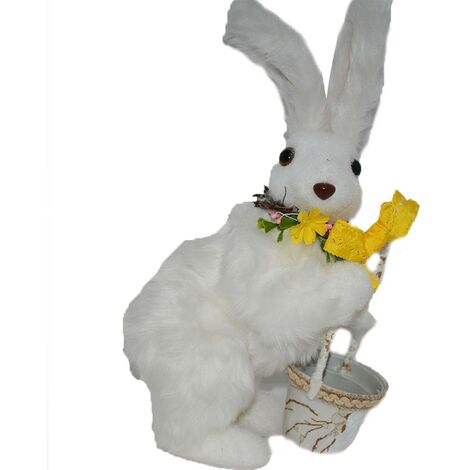 Coniglio con Cestino di Pasqua decorazioni pasquali arredo casa Idea Regalo allestimento vetrine Negozio a Tema 38cm