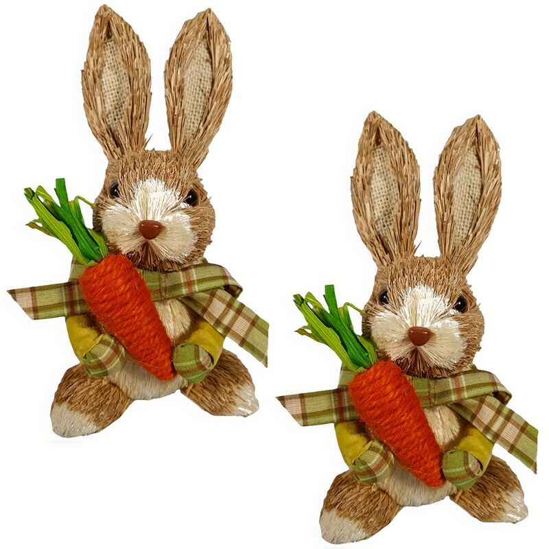 Image of Coniglio di Pasqua con carota set 2 addobbi decorazioni casa pasquali per casa vetrina negozio