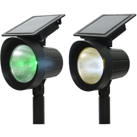 CONJUNTO 2 ESTACAS PROYECTOR SOLAR LED 25lm LUZ MULTICOLOR (8 COLORES) 11x13x42,5cm