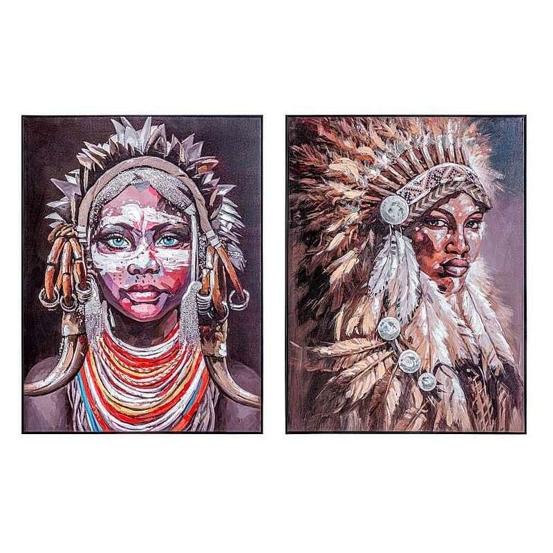 

Conjunto 2 pinturas sobre lienzo enmarcado ABORIGENES Burkina