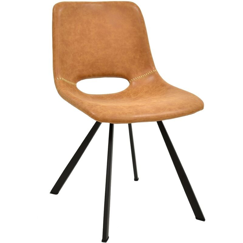 

Silla ANTIBES, metal, similpiel marrón claro