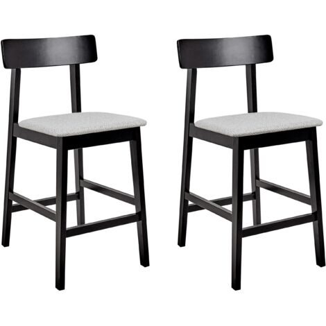 Conjunto 2 sillas bar asiento tapizado gris madera negra Isanti