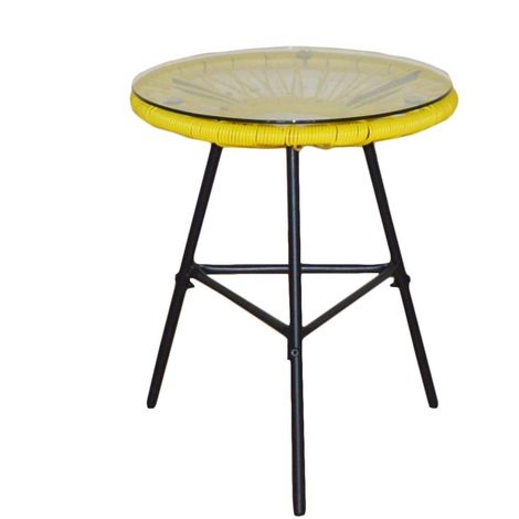 Conjunto 2 sillas jardin acapulco y mesa. Amarillo, Naranja, Negro, Blanco y Marrón - KieferGarden