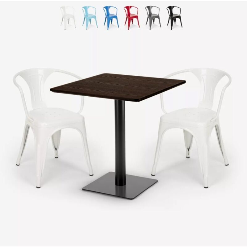 

Conjunto 2 sillas Tolix mesa Horeca 70x70cm bares restaurantes Starter | Blanco