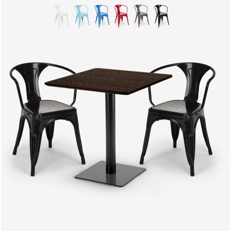 

Conjunto 2 sillas Tolix mesa Horeca 70x70cm bares restaurantes Starter | Color: Negro