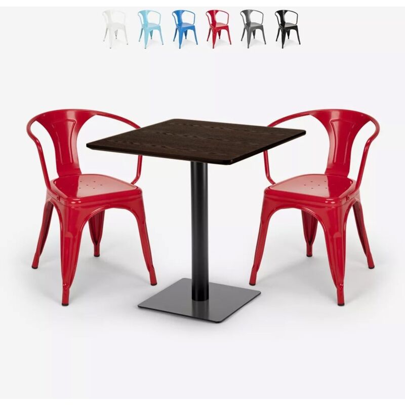 

Conjunto 2 sillas Tolix mesa Horeca 70x70cm bares restaurantes Starter | Color: Rojo