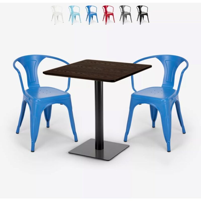 

Conjunto 2 sillas Tolix mesa Horeca 70x70cm bares restaurantes Starter | Color: Azul Marino