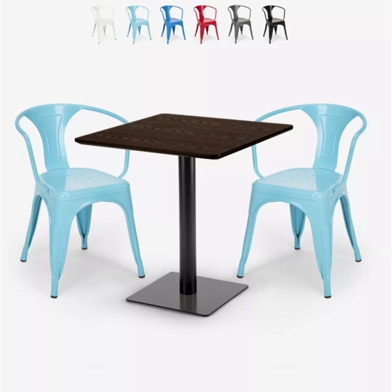 

Conjunto 2 sillas Tolix mesa Horeca 70x70cm bares restaurantes Starter | Color: Azul