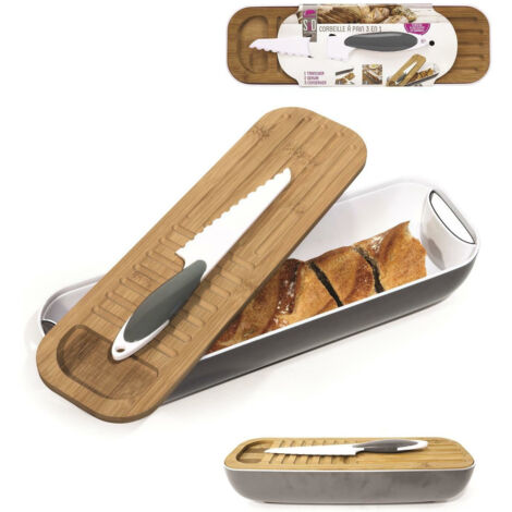 Conjunto 3 en 1: tabla, recipiente y cuchillo, color gris