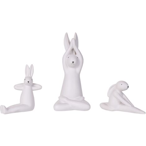 Conjunto 3 figuras decorativas acabado blanco cerámica Pascua hecho a mano yoga decoración de mesa Brest