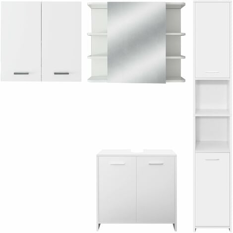 Conjunto 4 armarios baño bajo alto y colgante gabinete estante mueble blanco