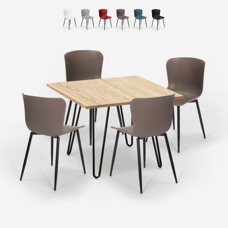 

Conjunto 4 sillas mesa cuadrada 80x80cm diseño industrial Claw Light | Color: Gris Oscuro