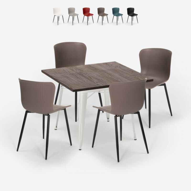

Conjunto 4 sillas mesa cuadrada Tolix 80x80cm madera metal Anvil Light | Color: Gris Oscuro