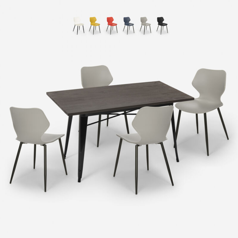 

Ahd Amazing Home Design - Conjunto 4 sillas mesa rectangular 120x60cm Tolix diseño industrial Bantum | Color: Gris