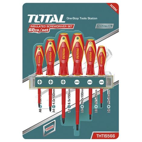 Conjunto 6 destornillador electricista Total Tools 1000V THTIS566