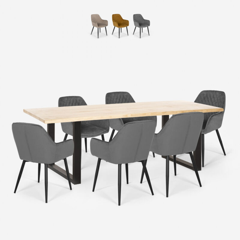

Conjunto 6 sillones terciopelo diseño mesa rectangular 200x80cm Samsara XL1 | Gris Oscuro