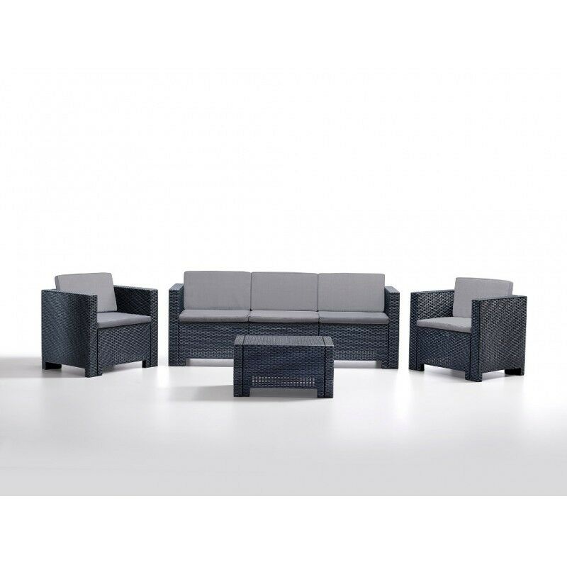 

Conjunto ACACIA, 1+1+3+mesa, poliratán antracita, cojínes incluido