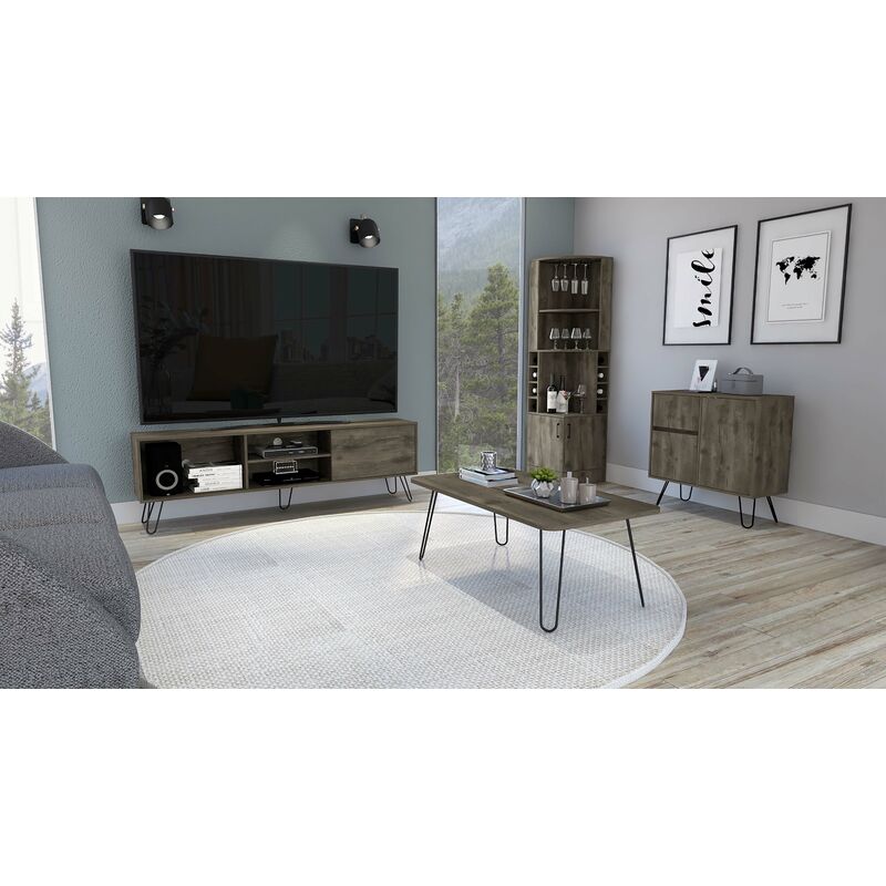 

Conjunto Andorra, Mueble Para Tv Z 180 + Mesa De Centro + Aparador Salon Z 80 + Bar Botellero Esquinero
