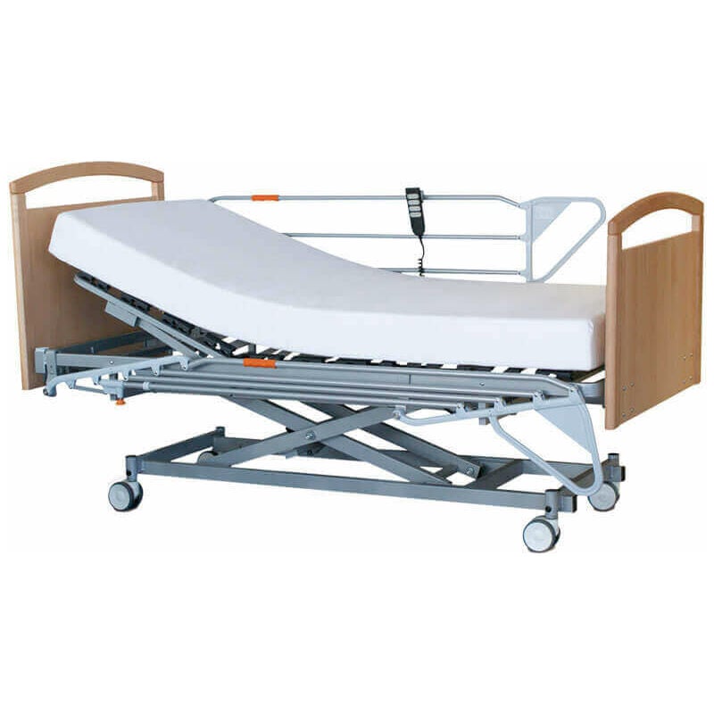 

Pardo - Cama asistencial con carro elevador colchón Hr Geros | 90x190cm - Con Cabecero y piecero