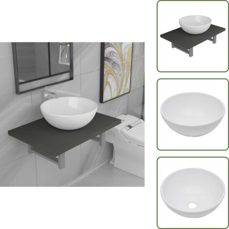 Conjunto baño - vidaXL Conjunto de muebles de baño 2 piezas cerámica gris - Baño moderno