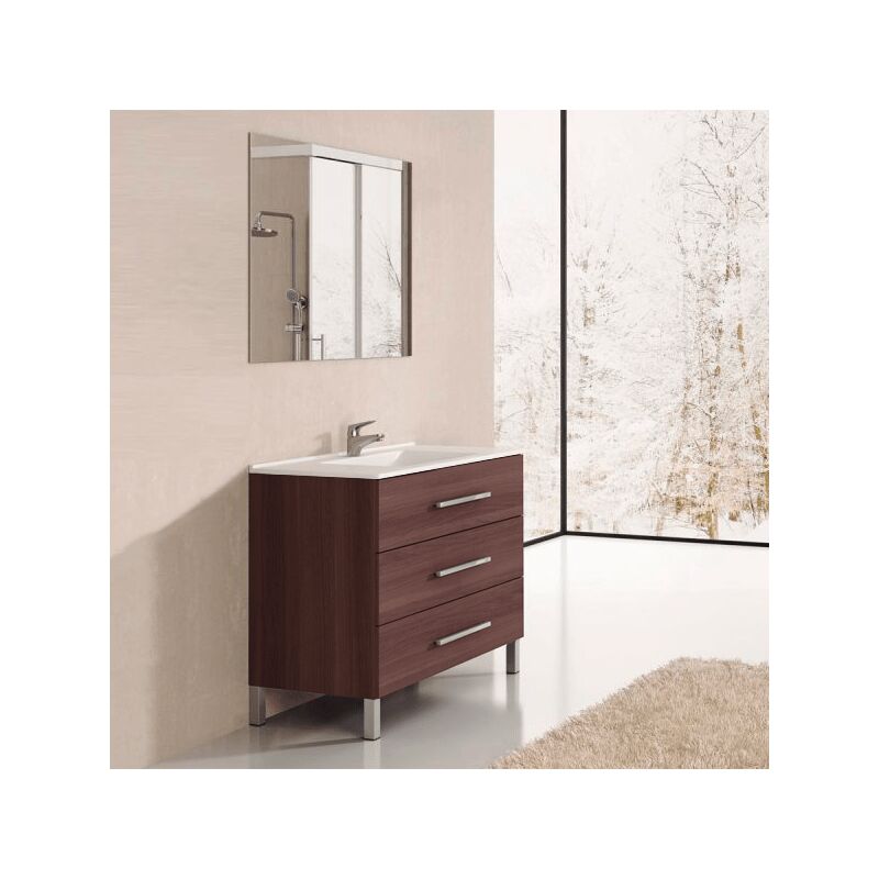 

Conjunto baño Ribera 3 piezas fresno tea 60CM con lavabo y espejo