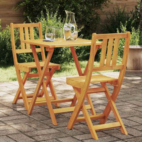 Conjunto bistro 3 pcs Marrón madera maciza de acacia