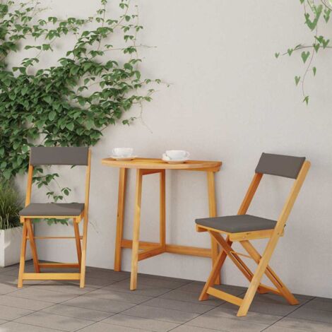 Conjunto bistro 3 pcs Marrón madera maciza de acacia