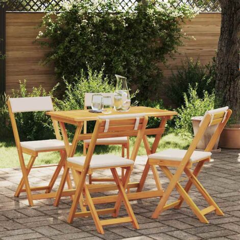 Conjunto bistro 5 pcs Marrón madera maciza de acacia vidaXL