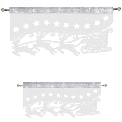 Conjunto: Cenefa para cortina, Papá Noel en trineo, Navidad glamurosa 90x45 60x35