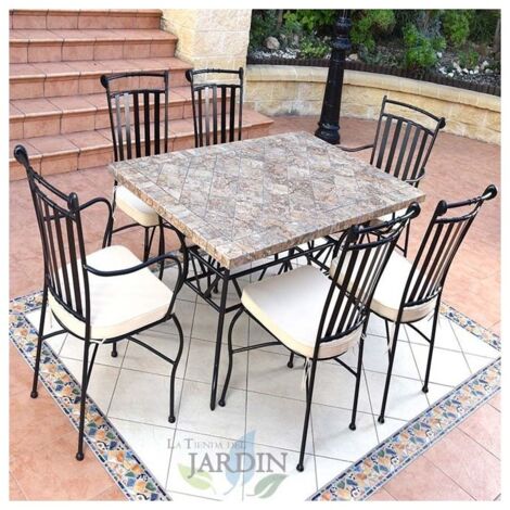 Conjunto cerámica mesas y sillas de jardín Córdoba, perfecto para crear un ambiente acogedor en tu jardín